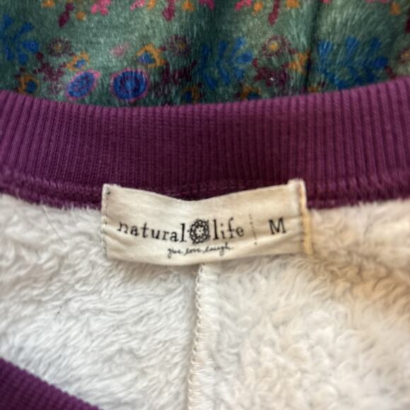 Natural Life Fleece Onesie Pajamas Sz Medium Green Fair Isle Cozy Soft Relaxed - Picture 7 of 8